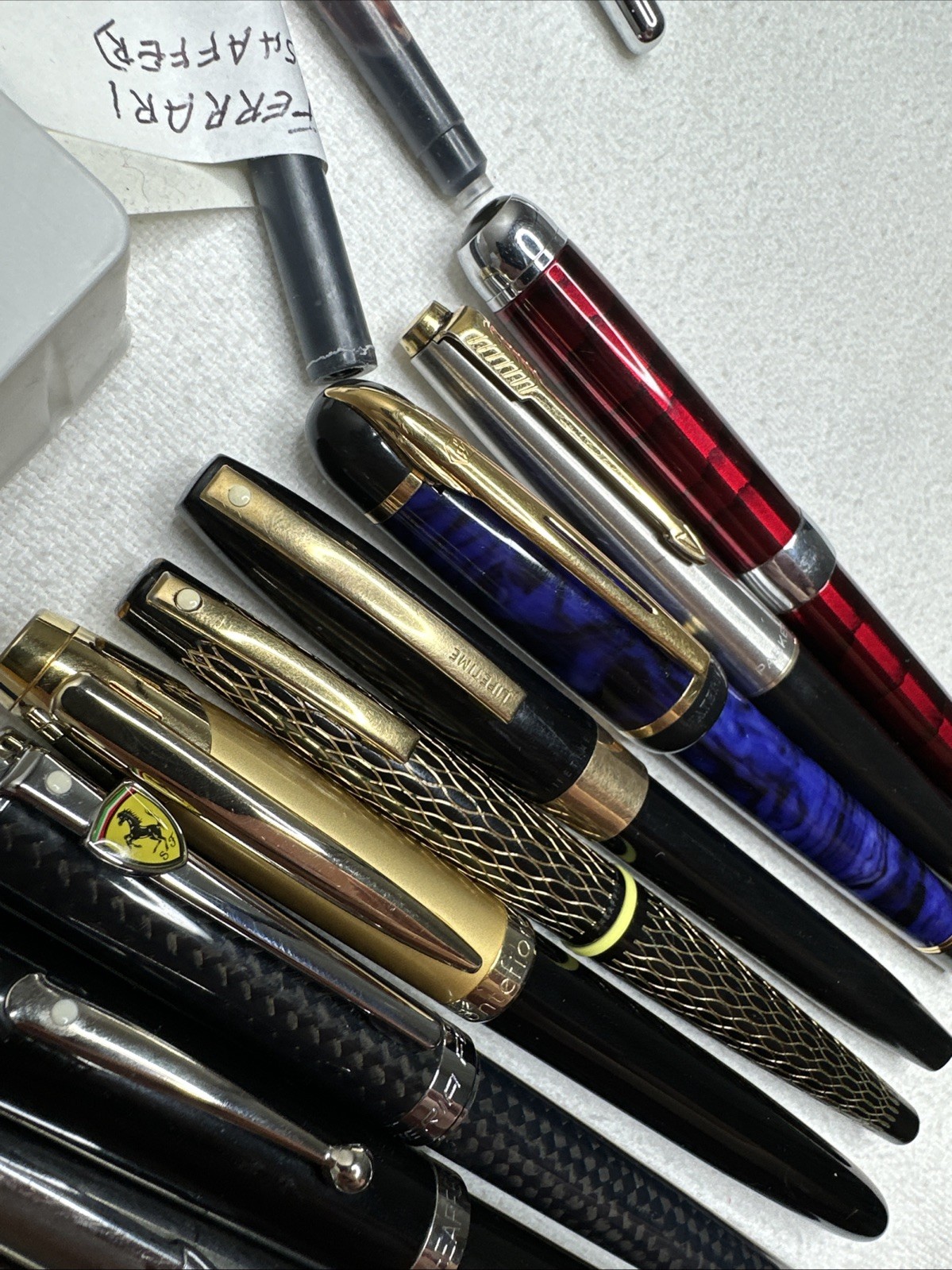 Lot of various Sheaffer Montefiore Lamy Waterman Parker Lifetime pens ink boxes