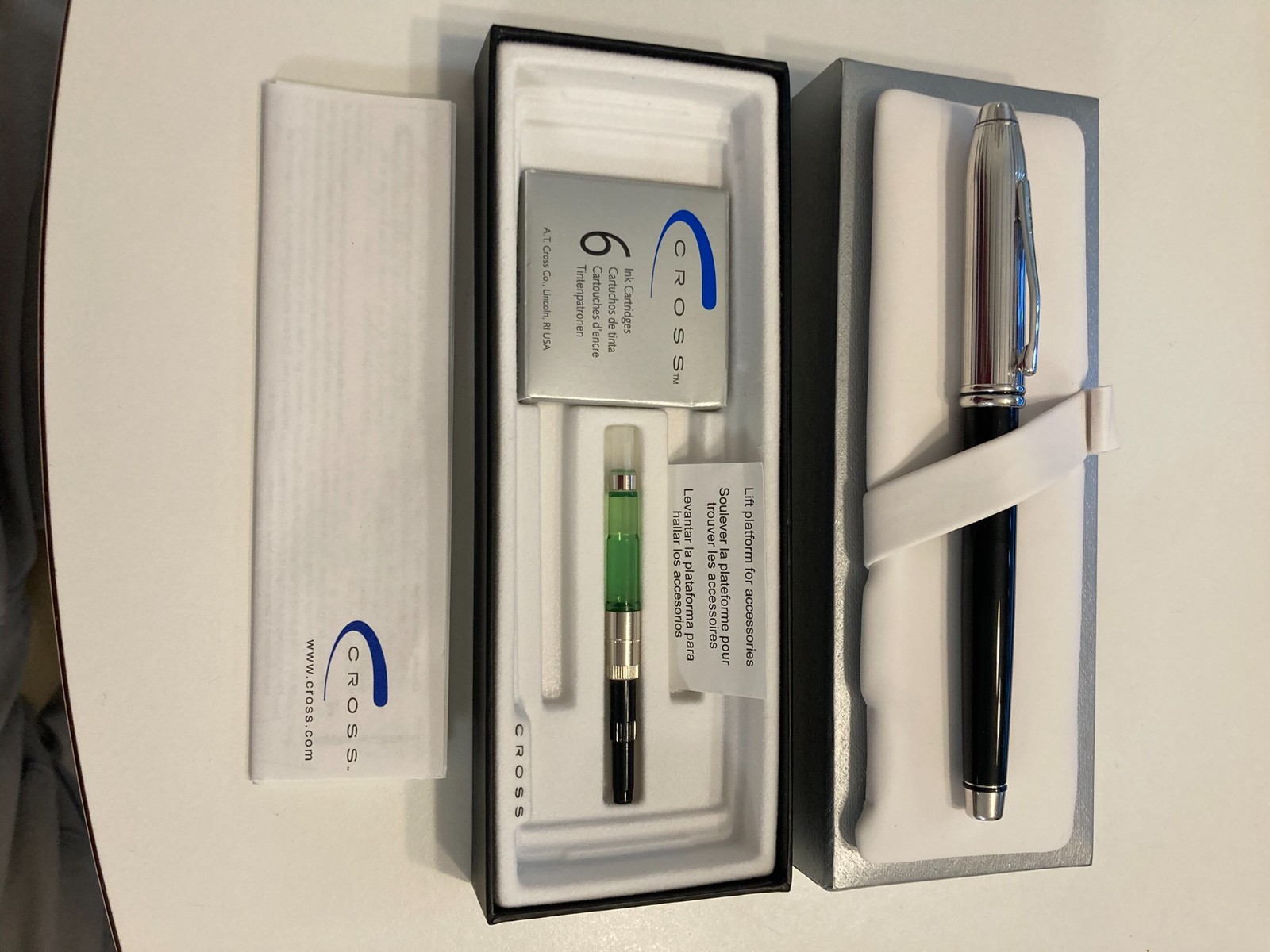 MINT Cross Townsend Tuxedo 556-2MR Fountain Pen Rhodium Cap [14K/18K] NIB