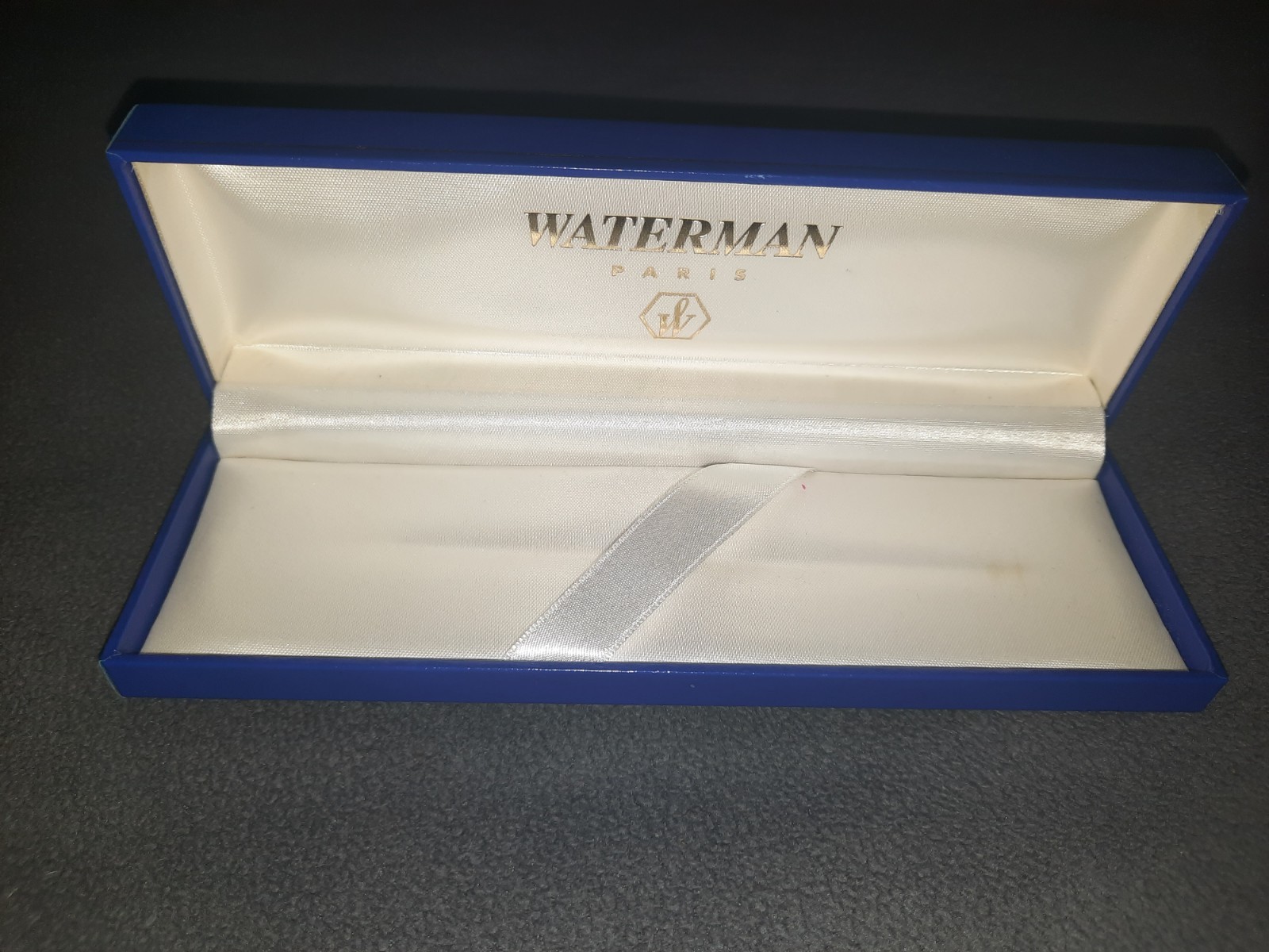 Waterman Paris EMPTY Blue & Gold Writing Satin Lined Case 6 3/4” X 2 5/8” Box