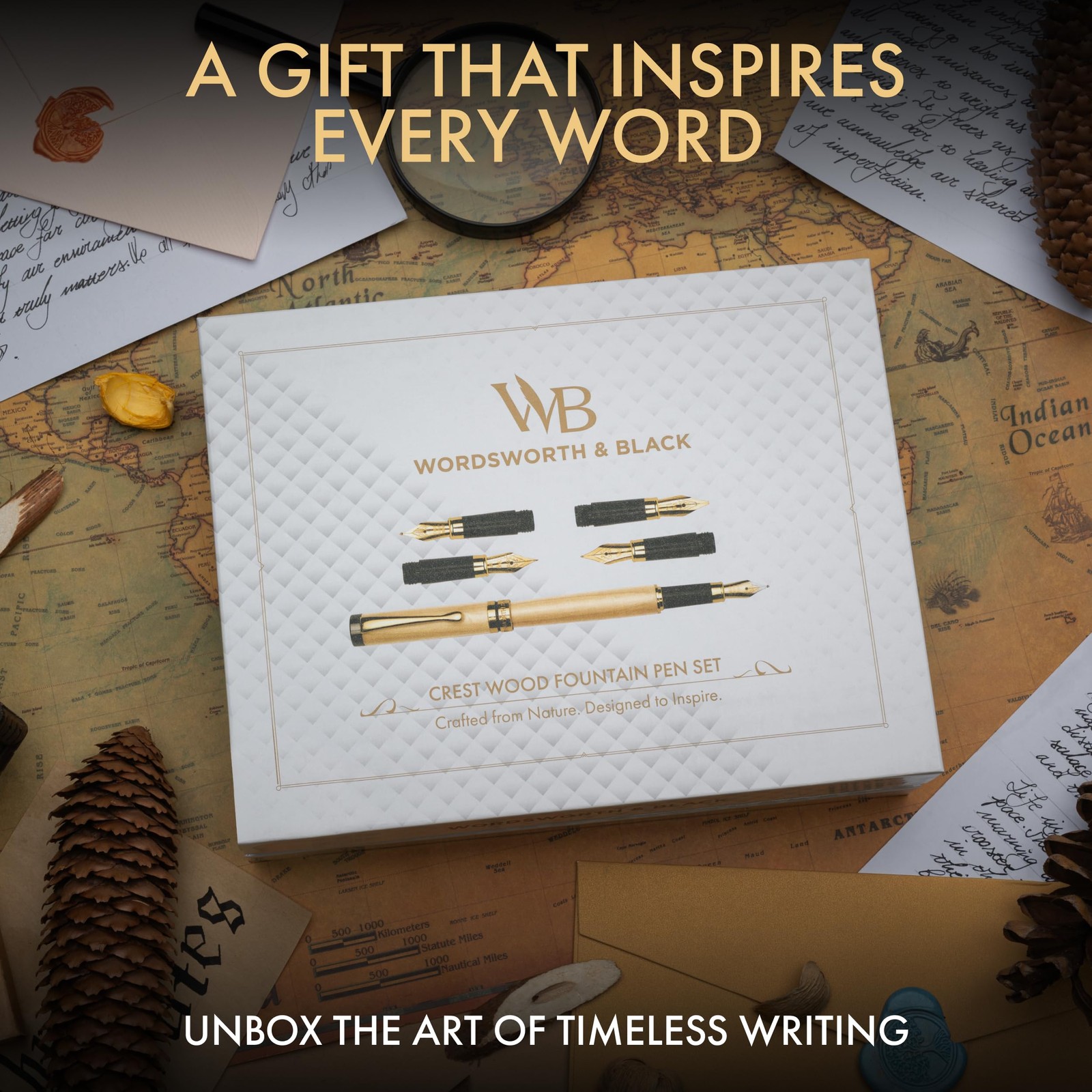 & Fountain Pen Gift Set Includes Ink Bottle 6 Cartridges