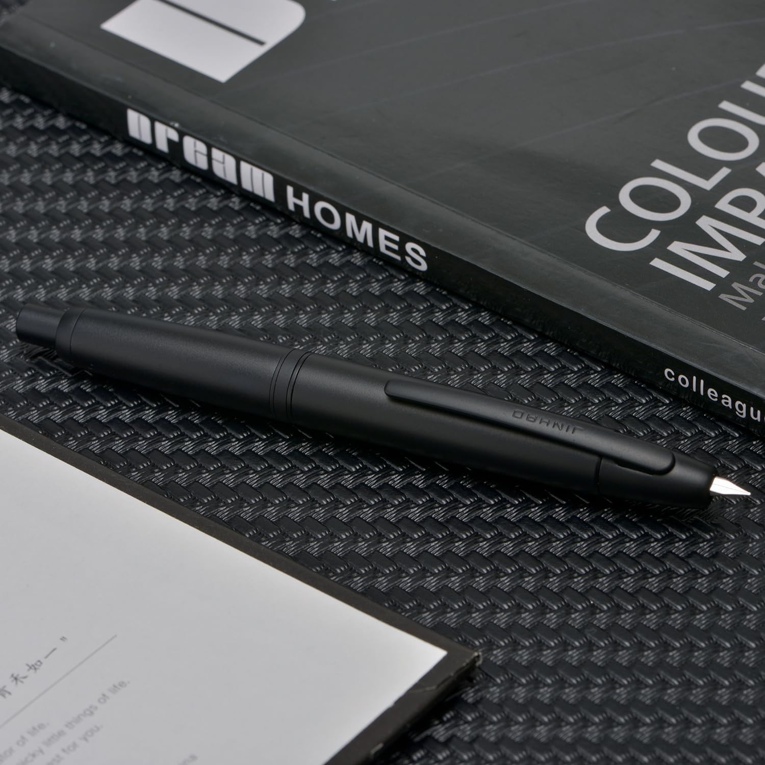 Jinhao 10 Press Fountain Pen with Box, Matte Black Retractable Fine Nib with …