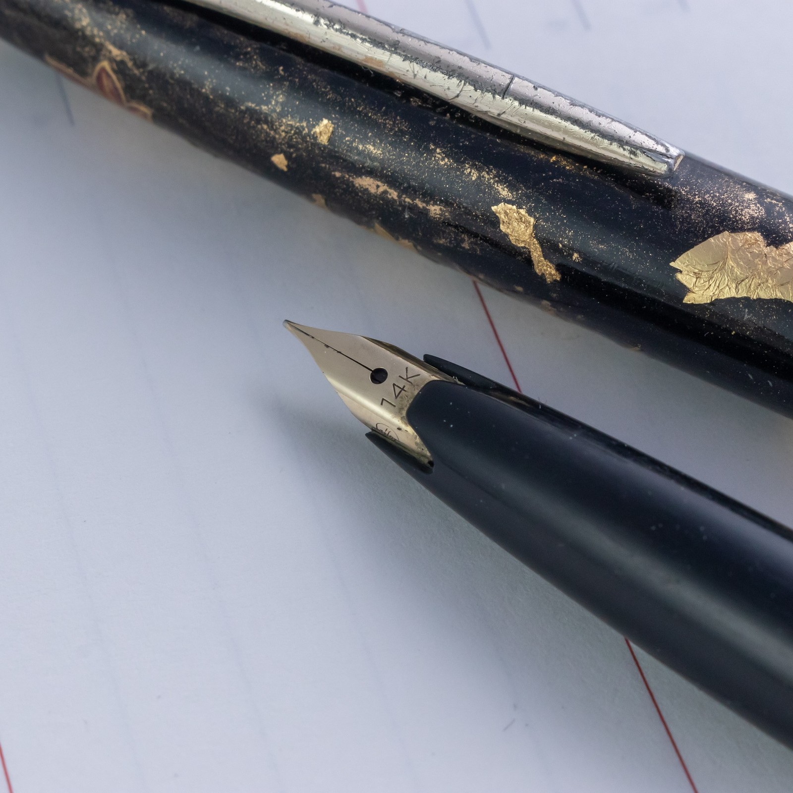 Vintage 1960s Sailor Momiji Ember Motif 14K Gold JIS Nib Pocket Fountain Pen