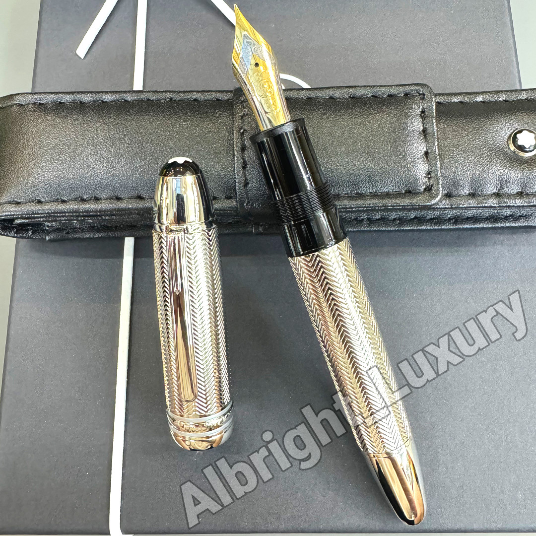 MONTBLANC Meisterstück 149 Solitaire Silver Fountain Pen Guilloche w/ Box