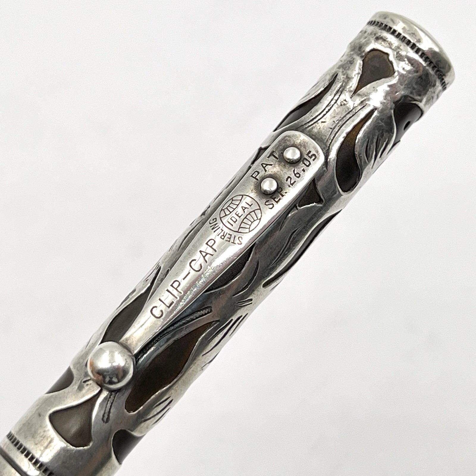 SOLD AS IS Waterman 412 Fountain Pen Trefoil Vine Sterling Overlay Squar G2U