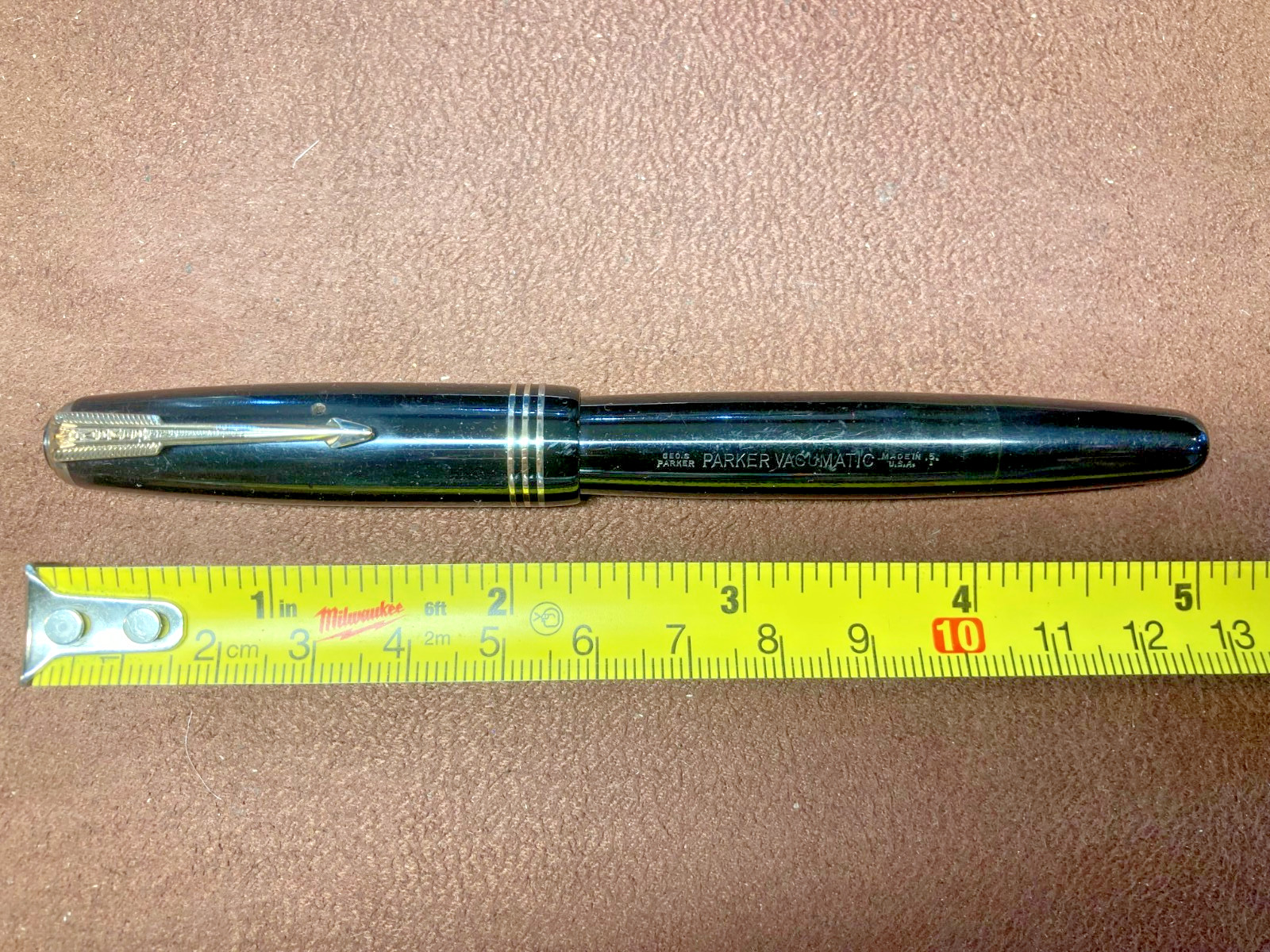 PARKER VACUMATIC TRIPPLE BAND CAP FOUNTAIN PEN NICE!
