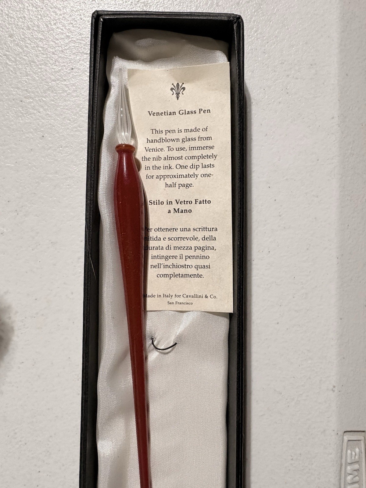 Handblown Venetian Glass Dip Pen – Francesco Rubinato, Italy – Ruby Red