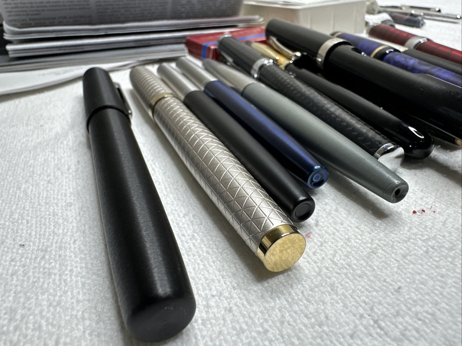 Lot of various Sheaffer Montefiore Lamy Waterman Parker Lifetime pens ink boxes