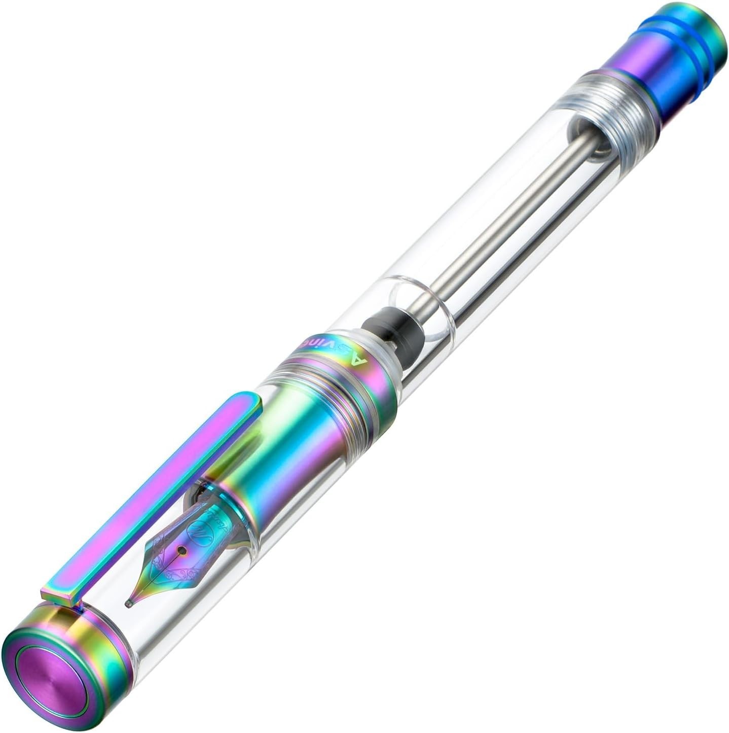 V200 Demonstrator Acrylic Fountain Pen – Rainbow Finish & High Ink Capacity