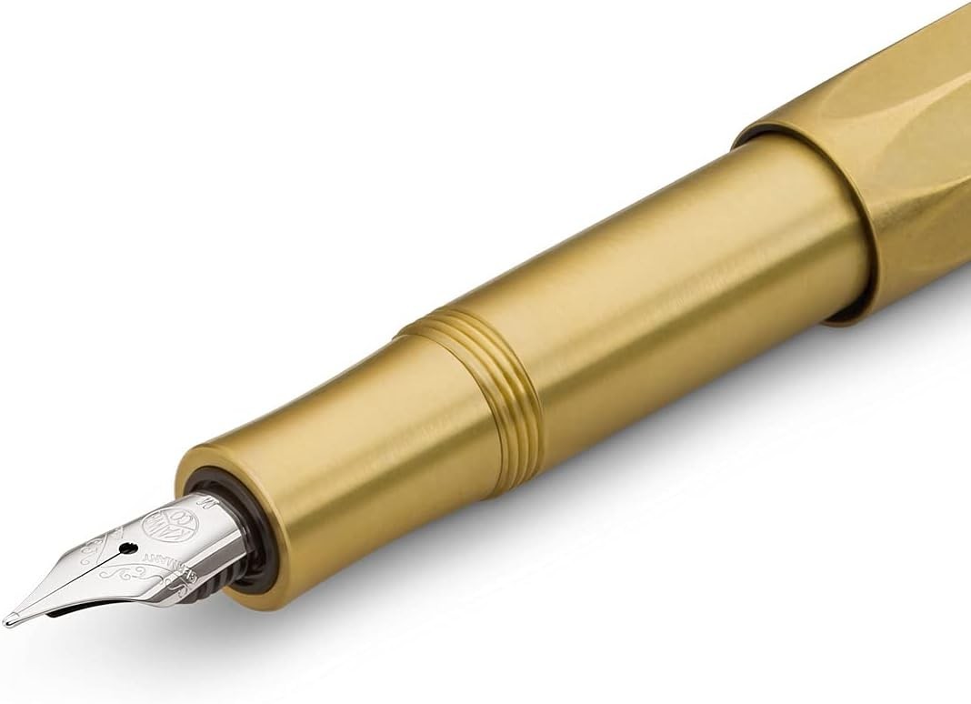 Classic Brass Fountain Pen – Stylish Refillable Writing Instrument for Adults