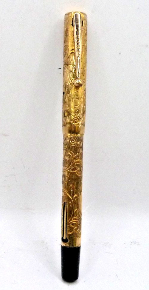 Sheaffer Vintage Gold Overlay Lever Fill Fountain Pen==restored–fine