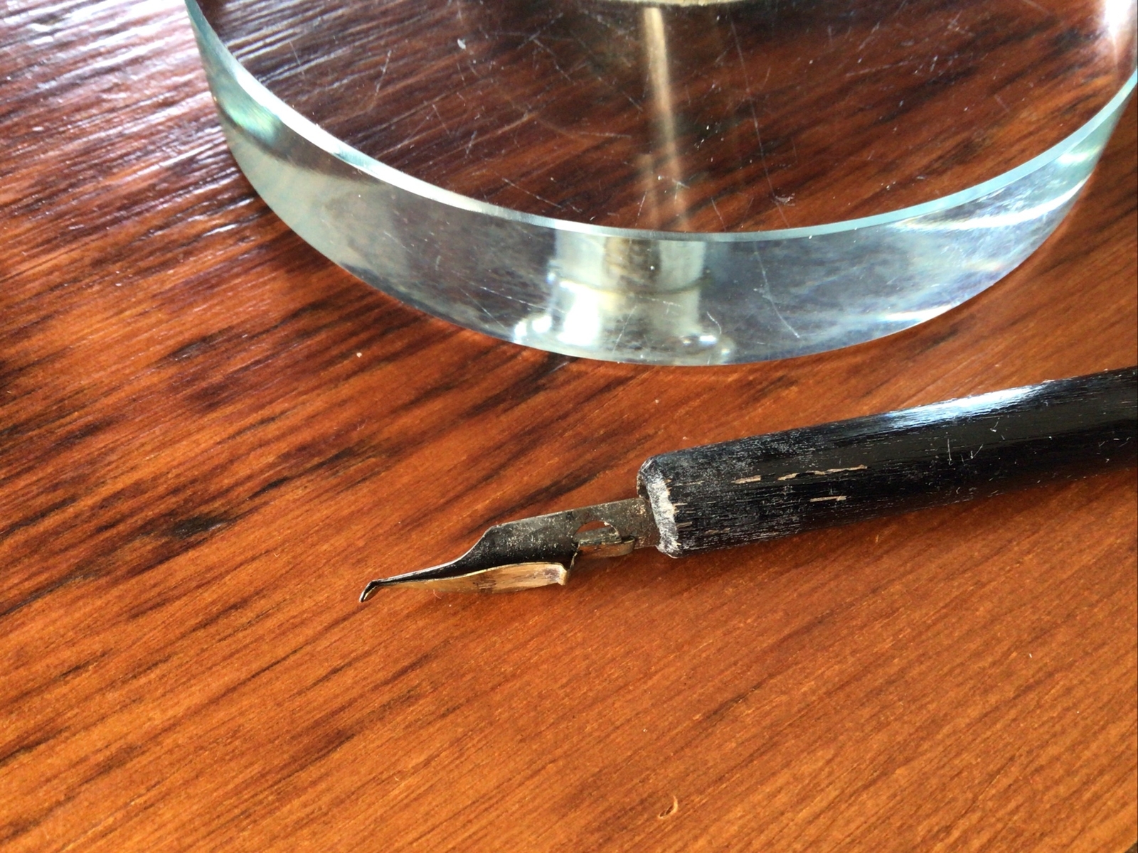 Vintage Pen In Round Glass Holder