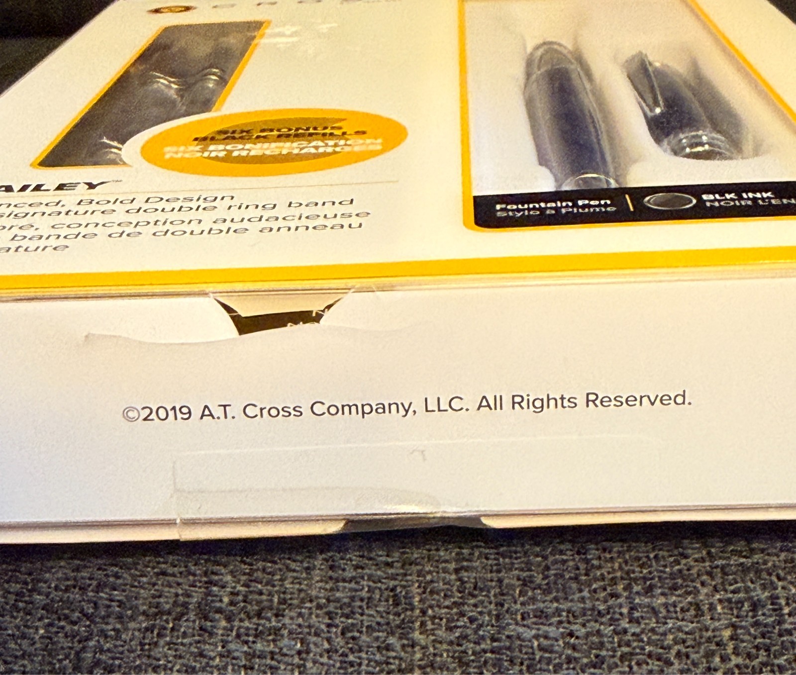 NIB Cross Bailey Fountain Pen Set Blue Lacquer Black Ink 6 Refills AT0456H-12MS