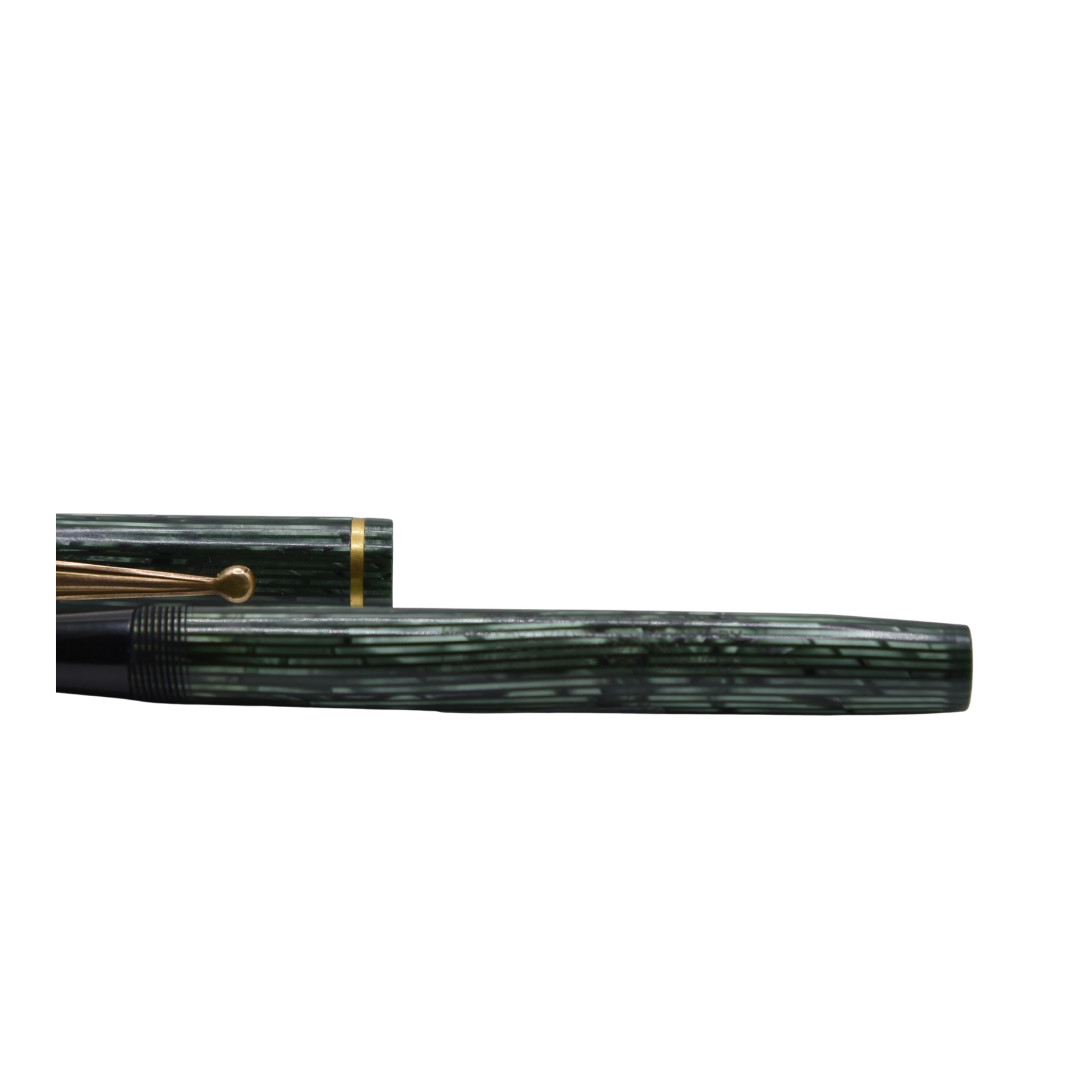 Rare 1st Gen Vintage Waterman Skywriter Striated Green Pen 14Kt Flex Nib Canada
