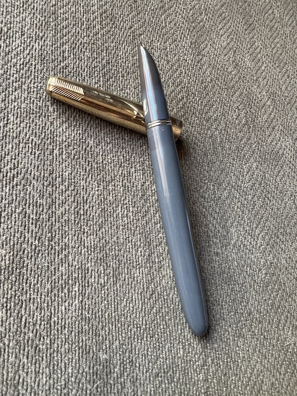 Vintage Parker 51 Aerometric Gray Fountain Pen Gold Filled Cap For Restoration