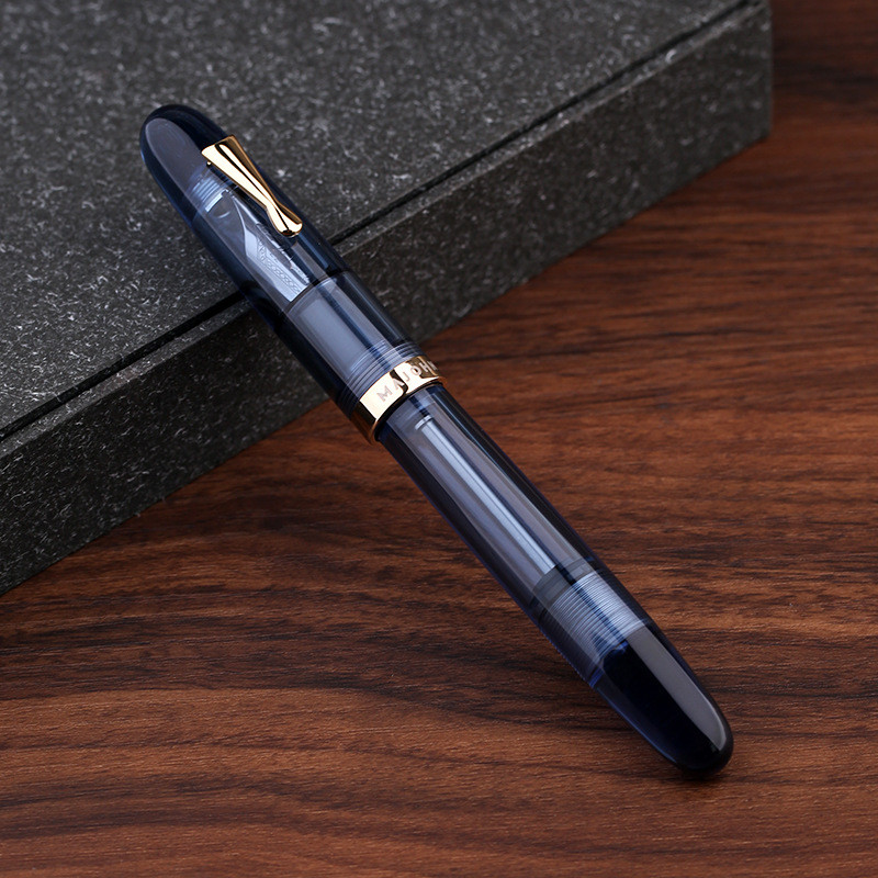 Majohn C4 Eyedropper Fountain Pen Big Size EF/F/M Nib Transparent Blue Acrylic