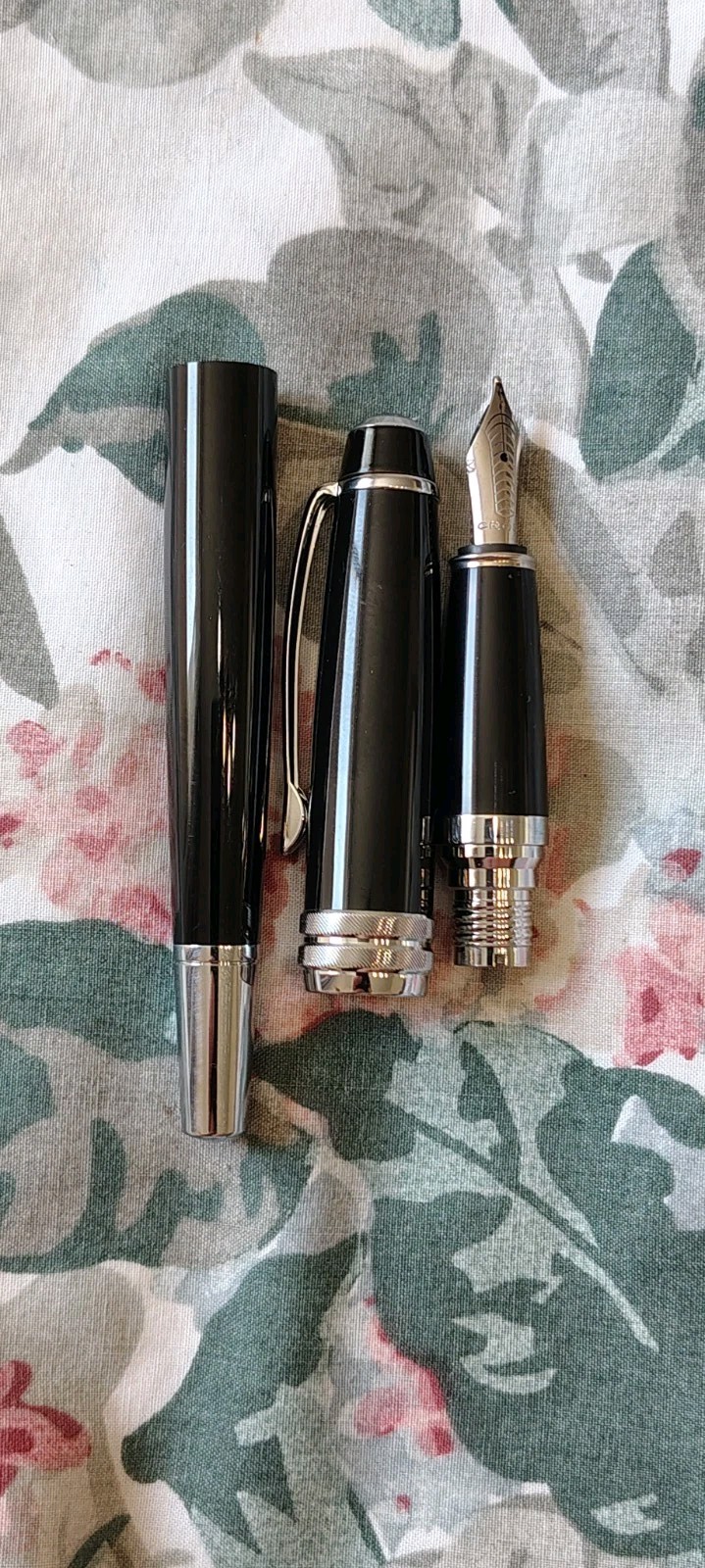 Cross Glossy Black Metal Fountain Pen with Medium Stainless Steel Nib