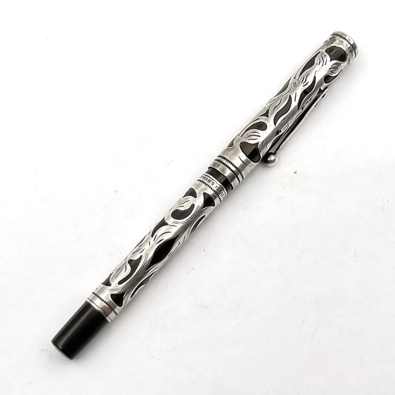 SOLD AS IS Waterman 412 Fountain Pen Trefoil Vine Sterling Overlay Squar G2U