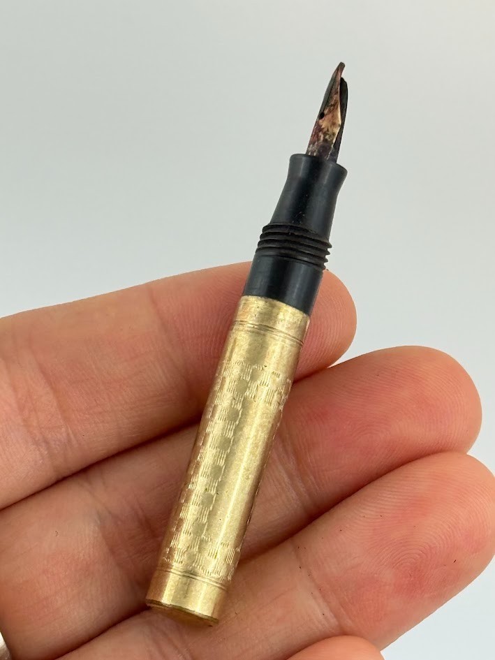Miniature Antique Gold Filled Lever Filler Fountain Pen with 14Kt Nib