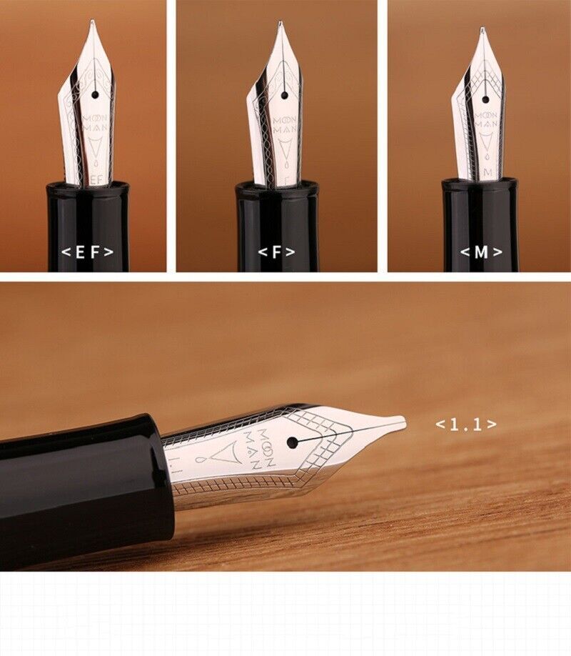MAJOHN P136 Black Piston Fountain Pen EF/F/M/Flat Size 20 Ink Window Writing Pen