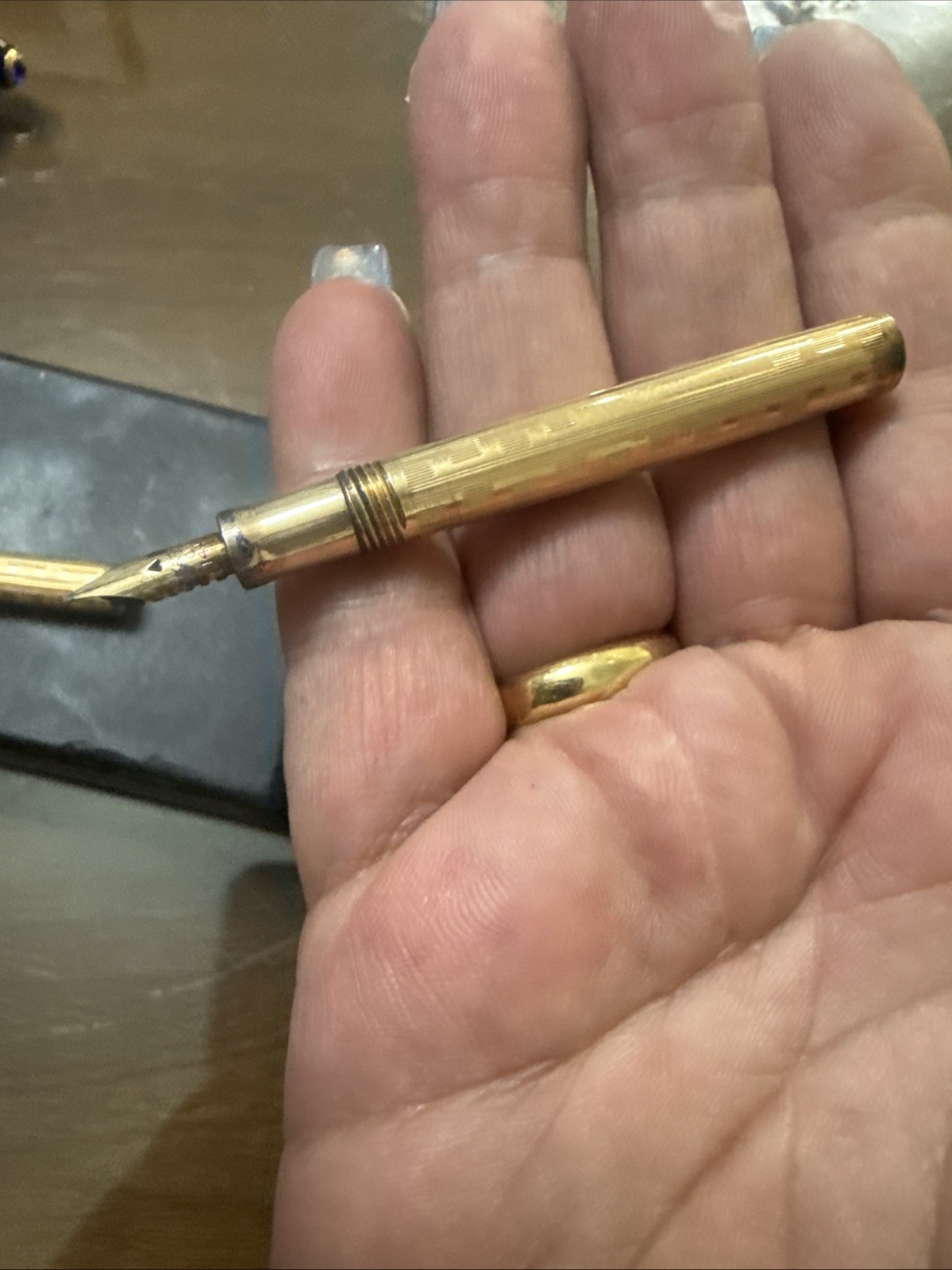 Wahl #0 Ring Top Miniature Fountain Pen (1920s) Gold Filled Greek Key Pat As Is