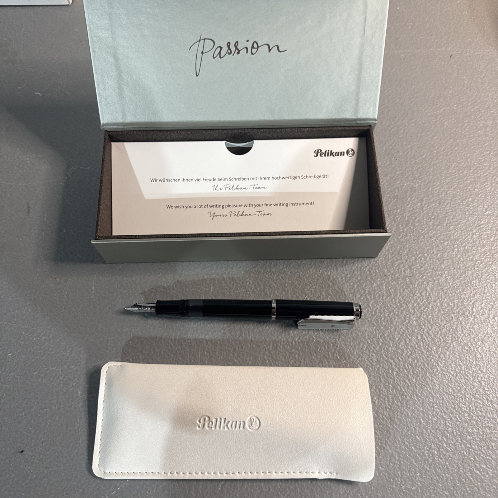 Pelikan M205 Fountain Pen in All Black Plastic & Silver MINT