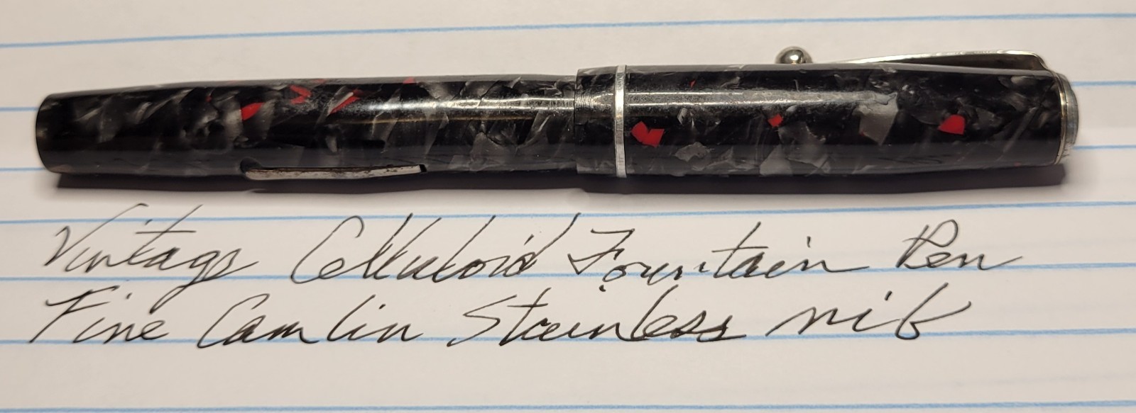 Vintage Unbranded Fountain Pen Black/Gray`Fine Camlin Nib