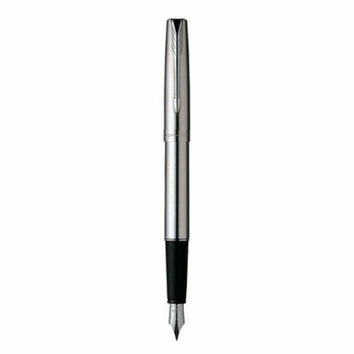 Parker Frontier Stainless Steel Crome Trim Fine Fountain Pen / Black / Blue Ink