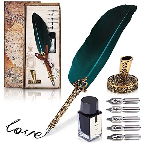 Calligraphy Pen and Ink Refillable Writing Ink Dip Pens for Drawing Signatures