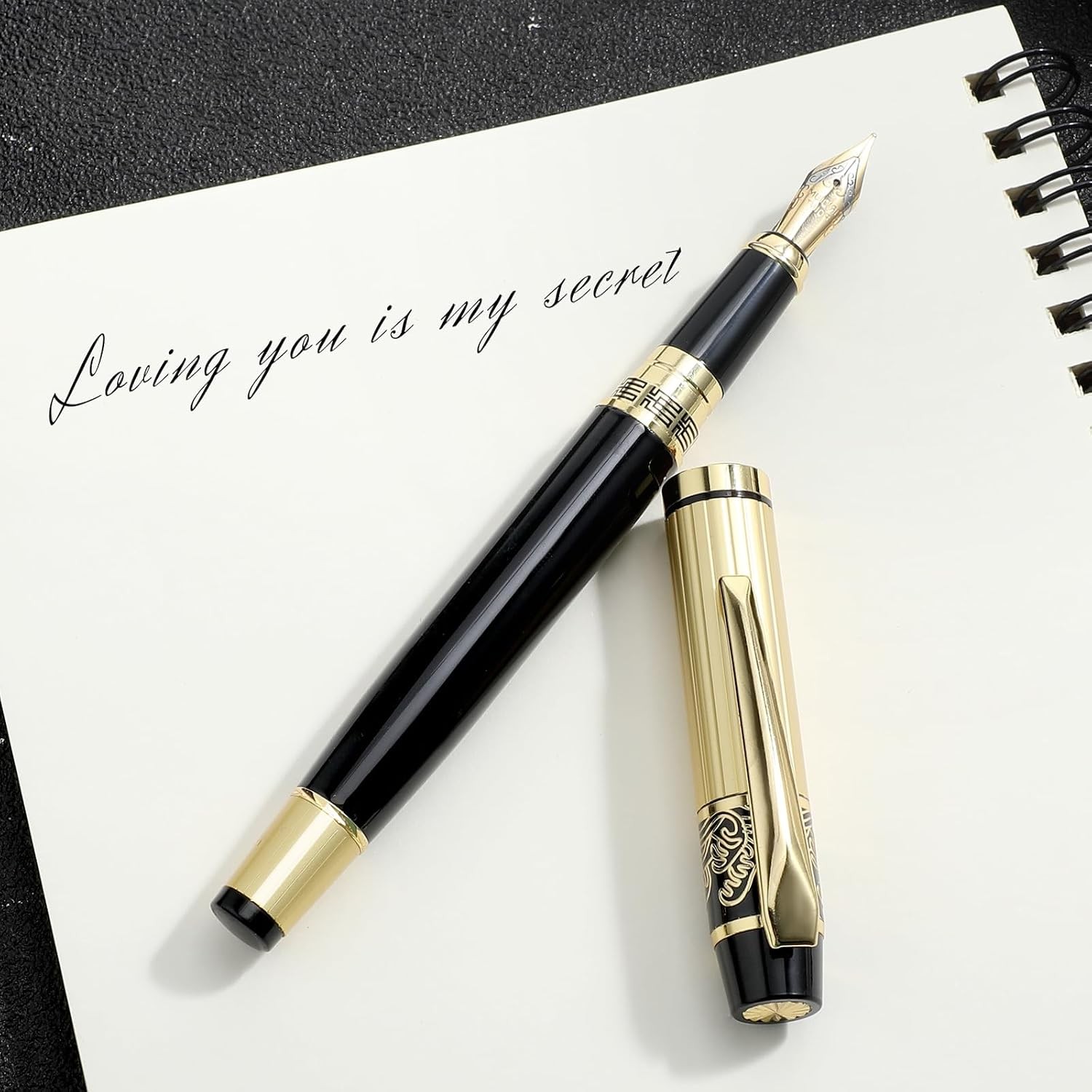 Metal Fountain Pen Set Luxury 0.5mm Fine Nib with 10 Ink Cartridges Converter