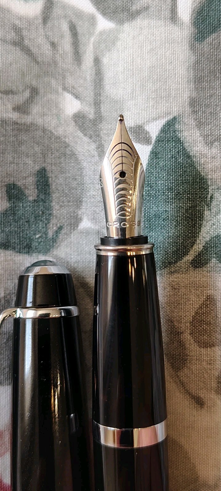 Cross Glossy Black Metal Fountain Pen with Medium Stainless Steel Nib