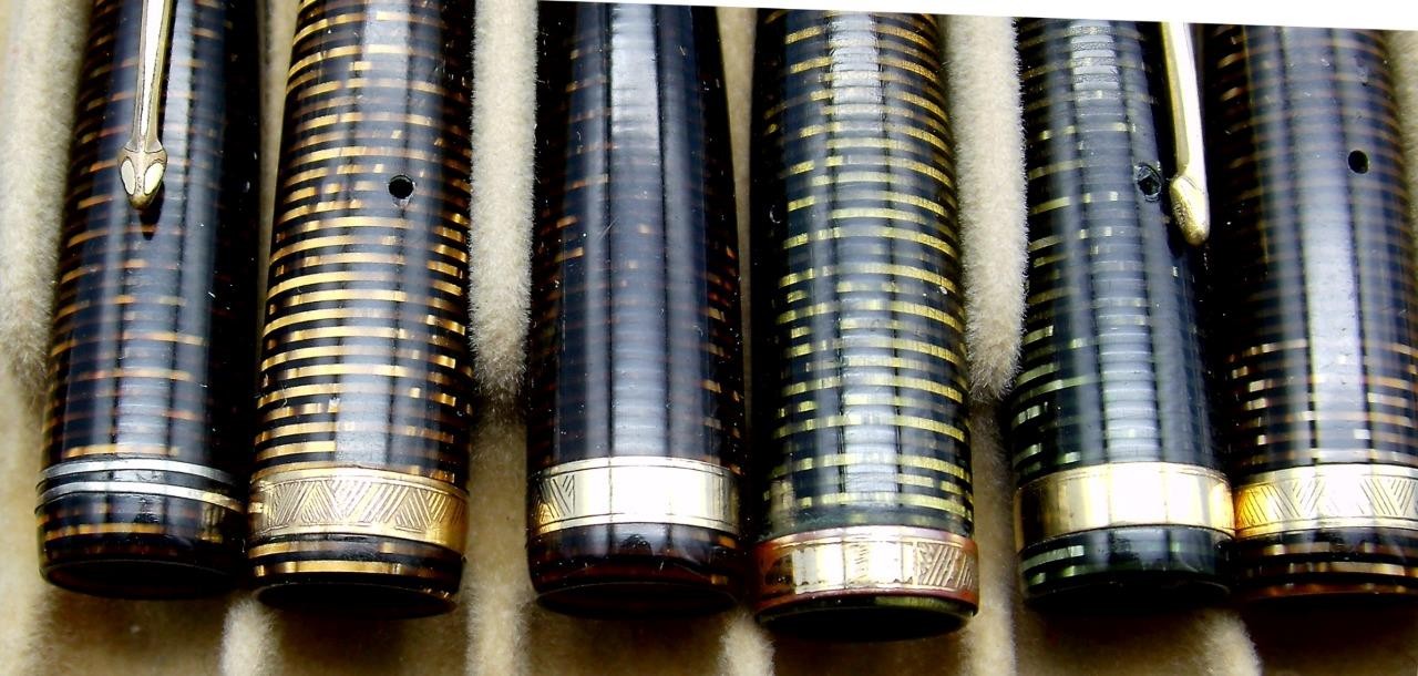 Parker Vacumatic Major Golden Pearl Fountain Pen Caps; X6