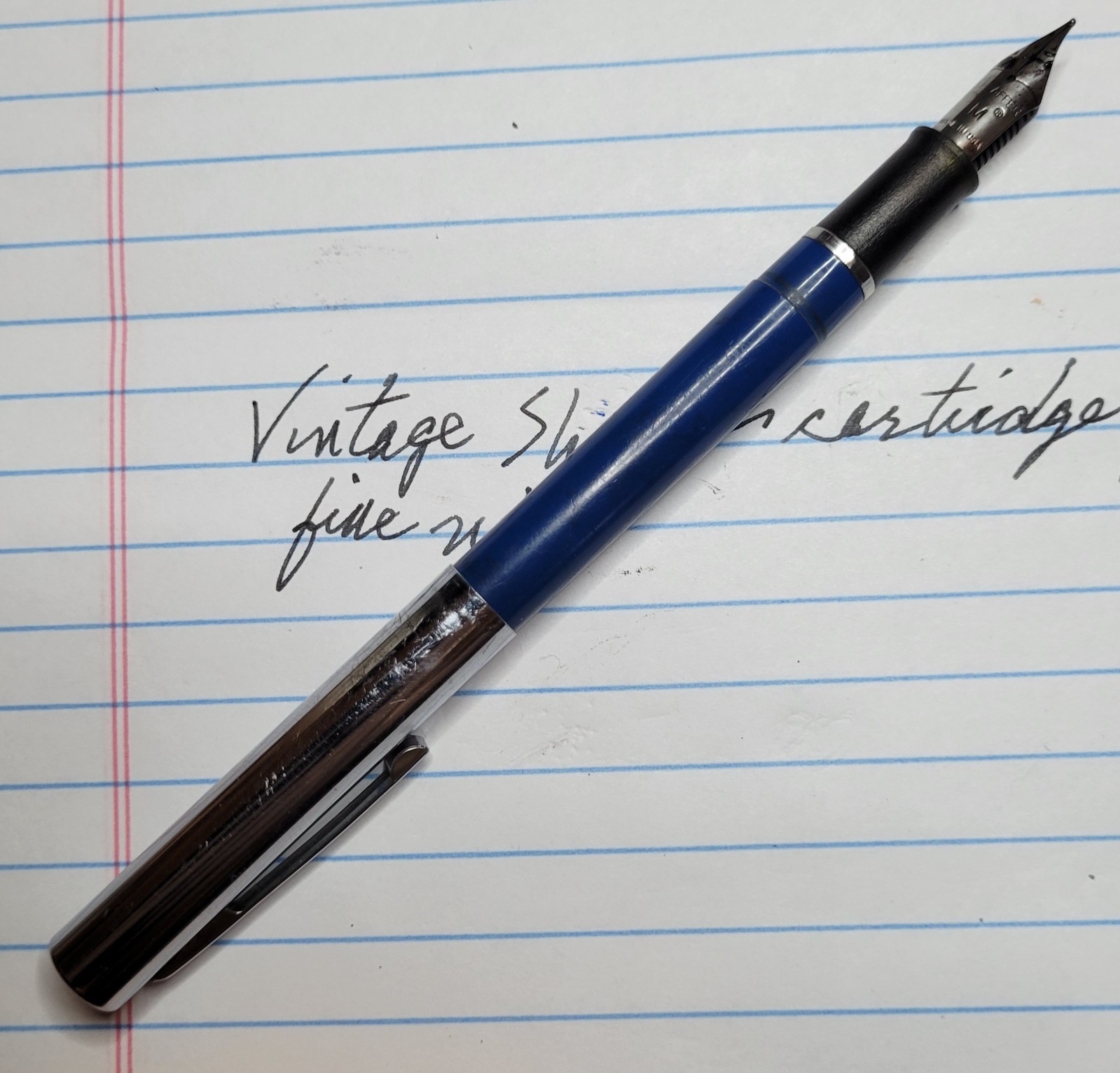 Vintage Sheaffer Cartridge Filler Fountain Pen Dark Blue M Nib 1970s