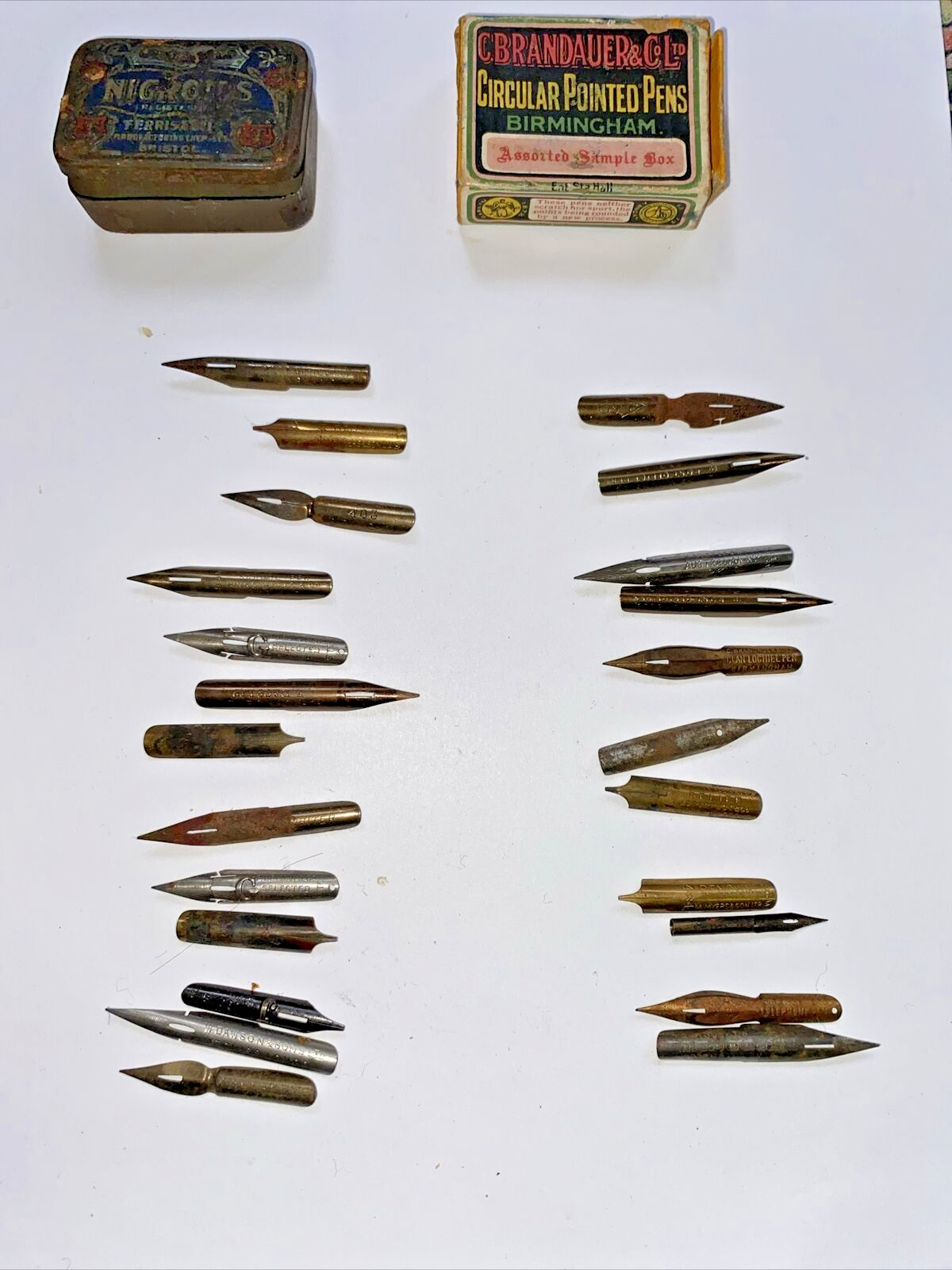 24 Vintage Dip Fountain Pen Calligraphy Nibs Dawson Brandauer Renown Etc