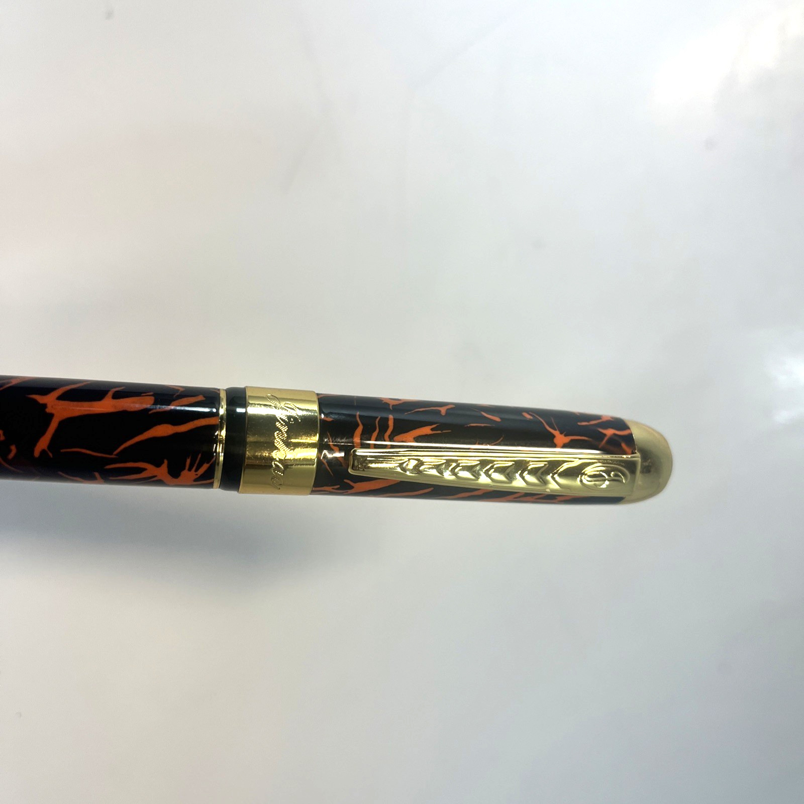 Jinhao Acrylic Orange Black Fountain Pen (Nib Not Included) with Finhas 250 Ink
