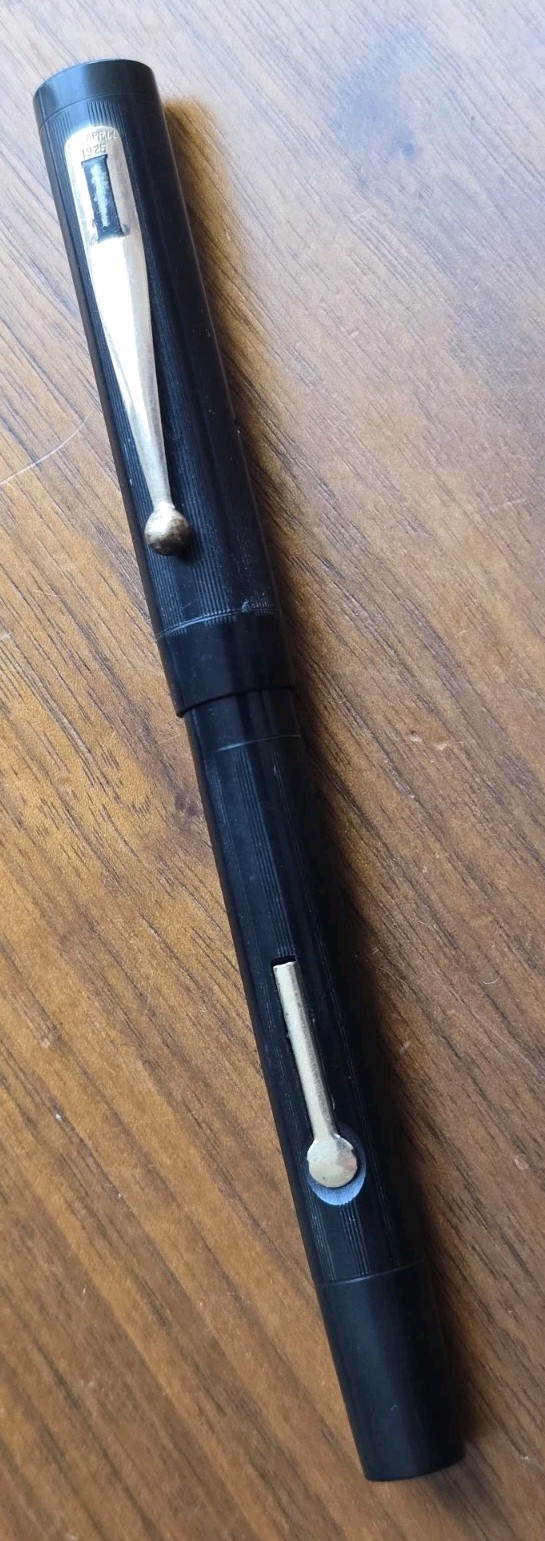 Vintage Merite Black Chased Hard Rubber Fountain Pen, 14k Nib, Working