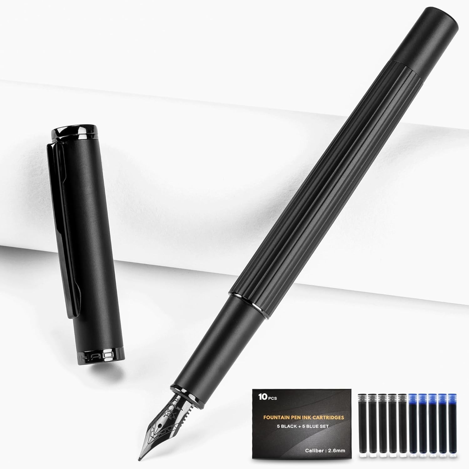 Extra Fine Nib Fountain Pen Set – Refillable with Cartridges & Converter
