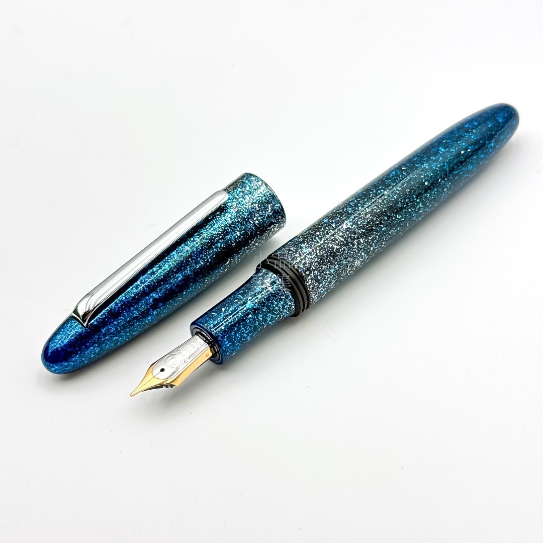 Taccia Ltd Edition 80 Galactic Gems Blue Galaxy Ebonite Maki-e 18K Fountain Pen