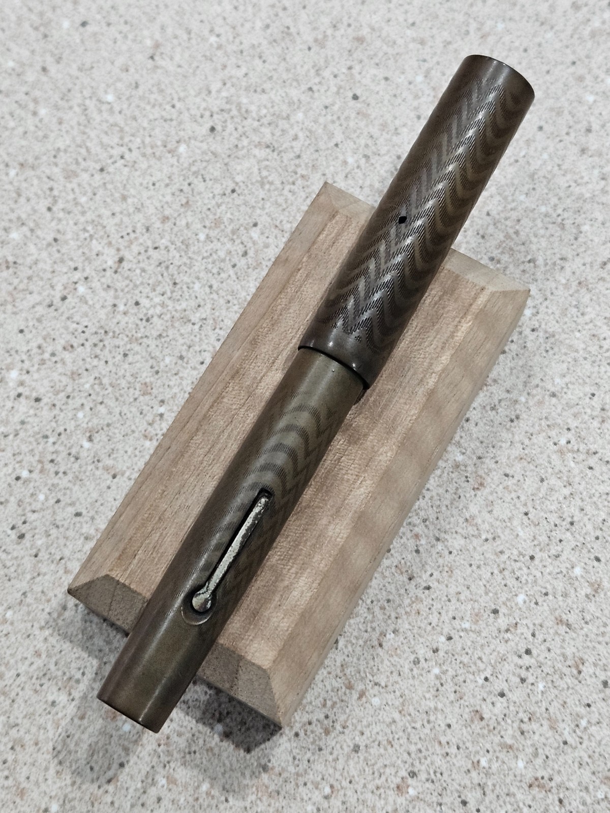 Servo Hard Rubber Lever Fill 14KT 2 NIB Fountain Pen Etched Wave Pattern- RARE