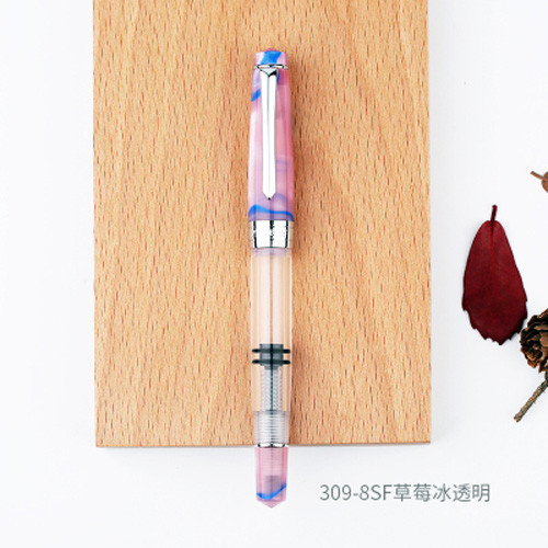 Penbbs 309-8SF Transparent Optional Piston Fountain Pen Fine Nib 0.5mm Writing #