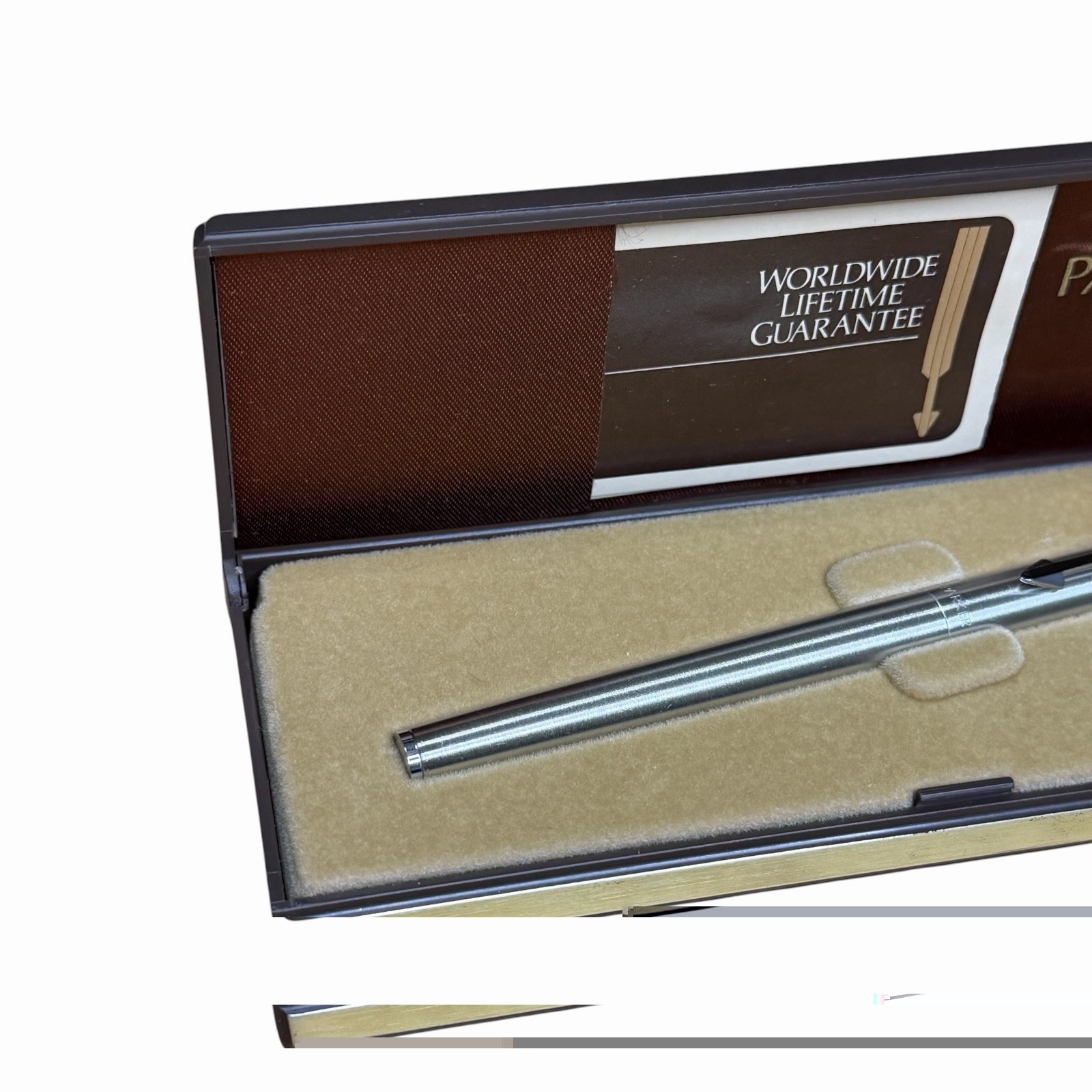 NOS Parker Arrow Flighter Stainless Steel Fountain Pen Fine Nib w/ Box USA