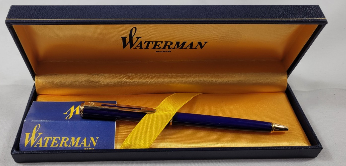 Waterman Gentleman Dark Blue Lacquer & Gold Trim Ballpoint Pen
