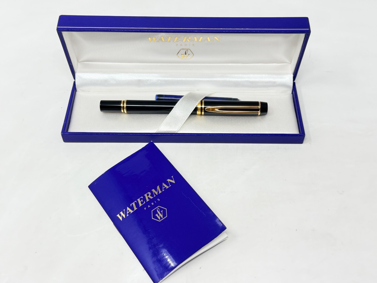 VTG 1990 WATERMAN LE MAN 200 Fountain Pen FRANCE-18k Nib w/Ink Cartridge & Box