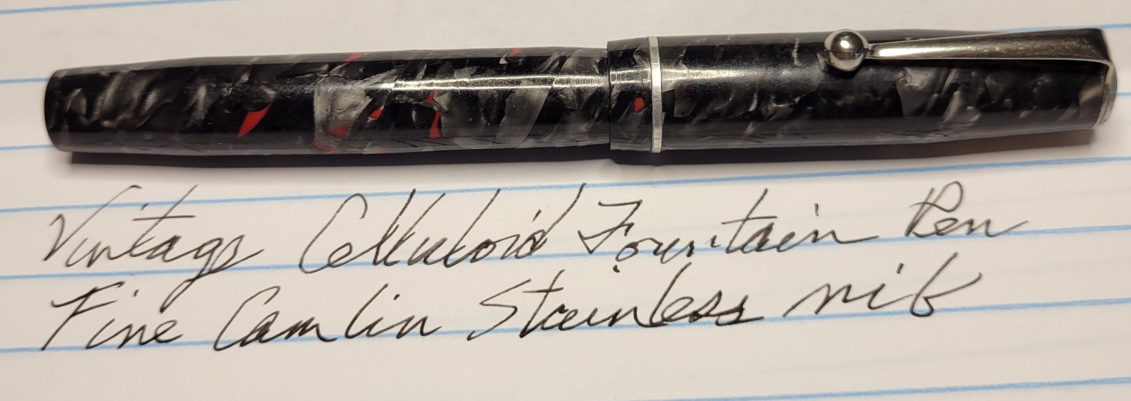 Vintage Unbranded Fountain Pen Black/Gray`Fine Camlin Nib