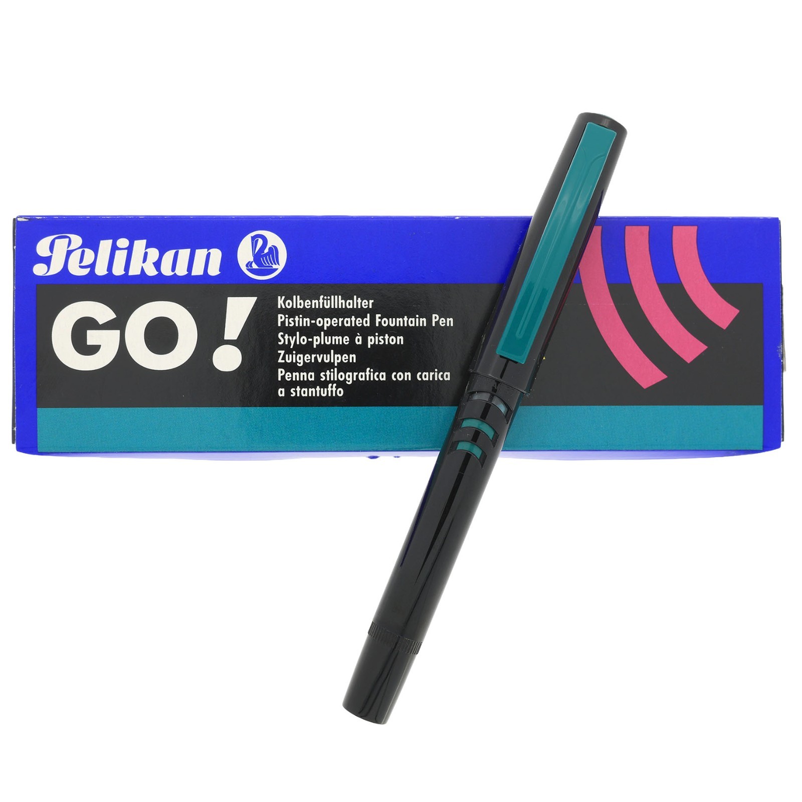 NEW OLD STOCK 1992 PELIKAN GO! M75 TURQUOISE/BLACK MEDIUM NIB FOUNTAIN PEN