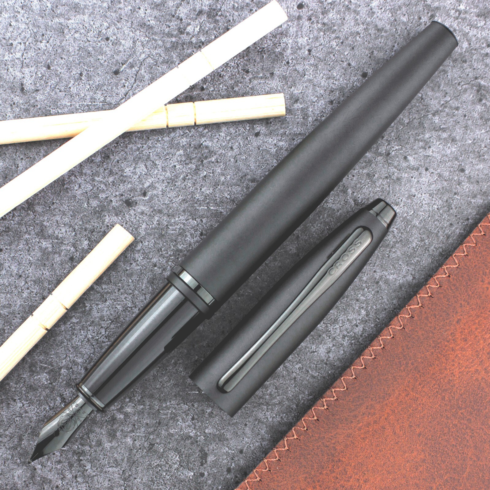 Cross Calais Fountain Pen, Stealth Black, Medium, New