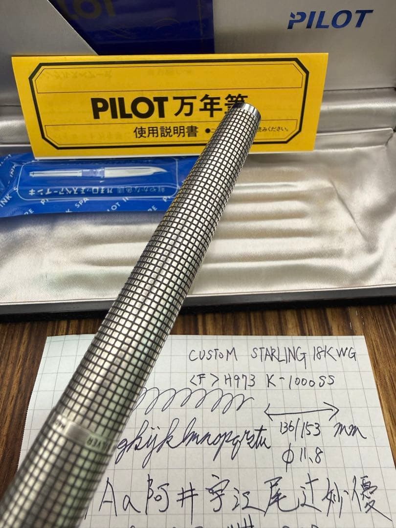 Rare Pilot Custom Sterling 18KWG 1973 Fine F Fountain Pen Vintage Japan
