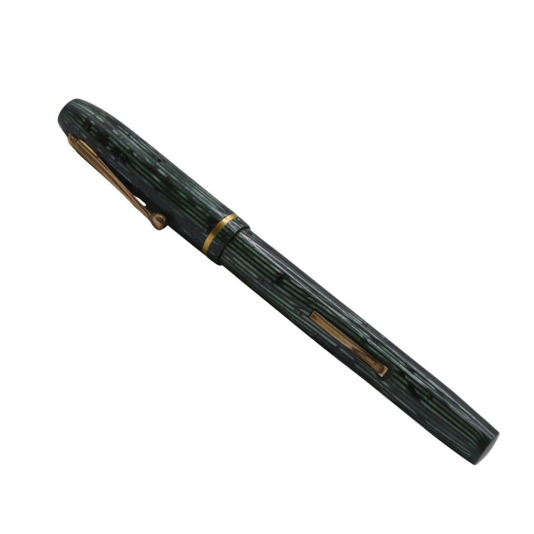 Rare 1st Gen Vintage Waterman Skywriter Striated Green Pen 14Kt Flex Nib Canada