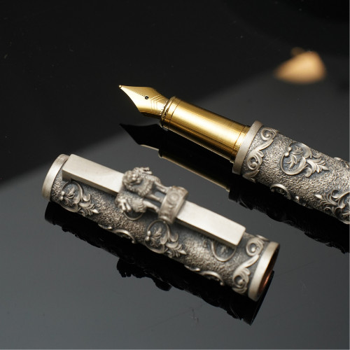 Vintage style Design Luxury Writing 925 Antique Silver Fountain Pen with Refill