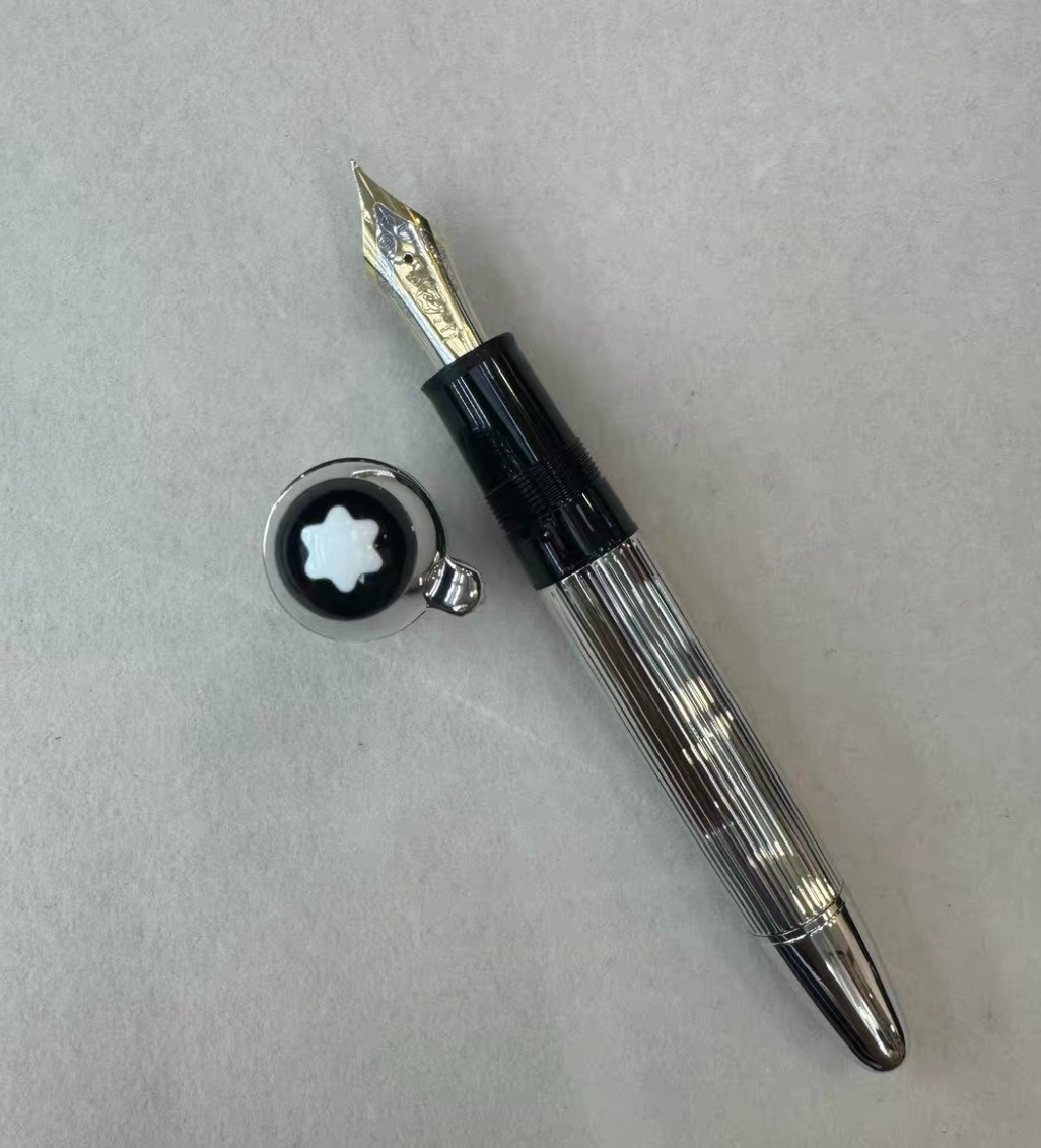 MONTBLANC Meisterstuck 149 Straight Grain Silver Metal Fountain Pen