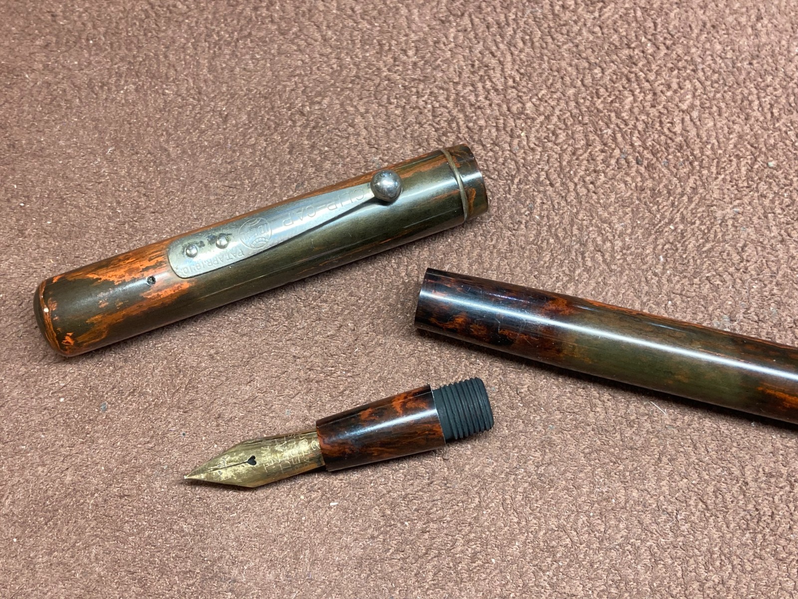 WATERMAN 12 IN MOTTLED HARD RUBBER IN ORIGINAL BOX VERY FLEXIBLE NIB